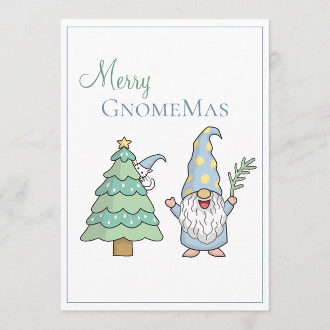 Merry GnomeMas Julgran Gnome Helgdag Card (Framsida)