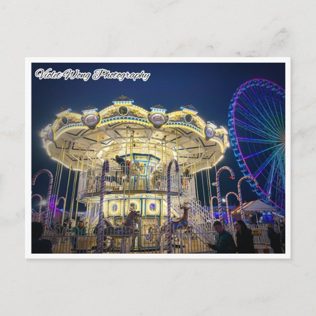 Merry Go Around in Winter wonderland Postcard Vykort (Framsida)