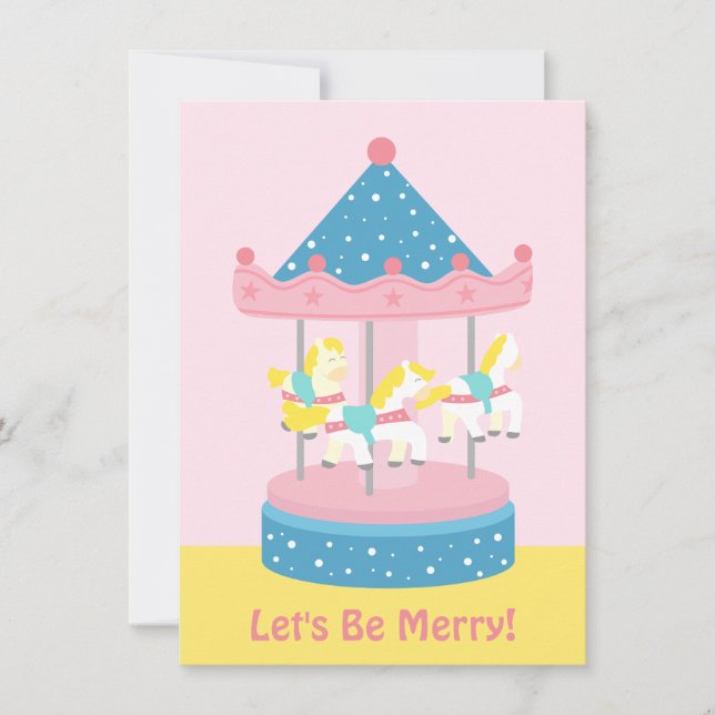 Merry Go Round Carousel Flick kalas Inbjudningar (Framsida)