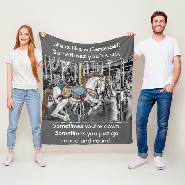 Merry Go Round Carousel Horse Photo med offert Fleecefilt (På plats)