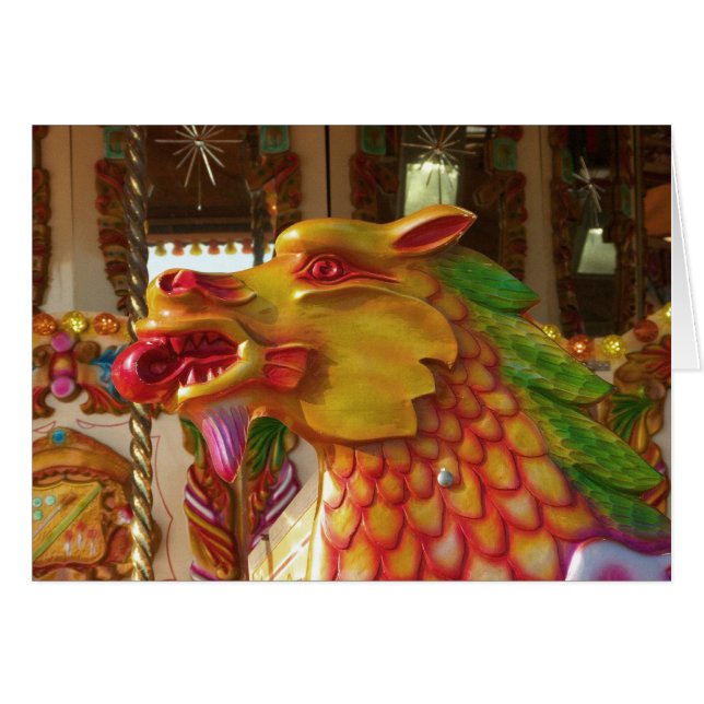 Merry-go-round Dragon Hälsningskort (Framsidan Horizontal)