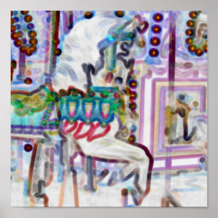 Merry-Go Round Horse Digital Art Poster
