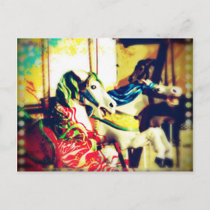Merry-Go-Round Horses Summer Flashback Digital Art Helg Vykort