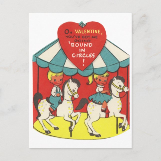 Merry Go Round Valentine Helg Vykort (Framsida)