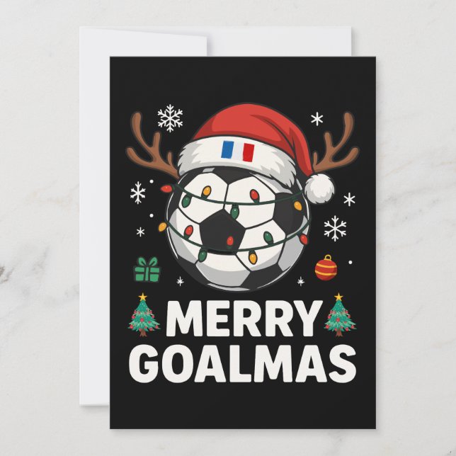 Merry Goalmas France - Funny Soccer Christmas Inbjudningar (Framsida)