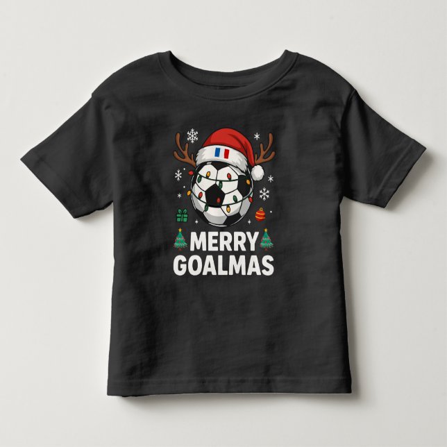 Merry Goalmas France - Funny Soccer Christmas T Shirt (Framsida)