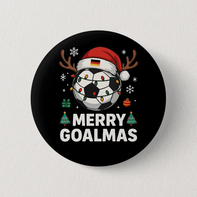 Merry Goalmas - Funny Soccer Christmas Knapp (Framsida)