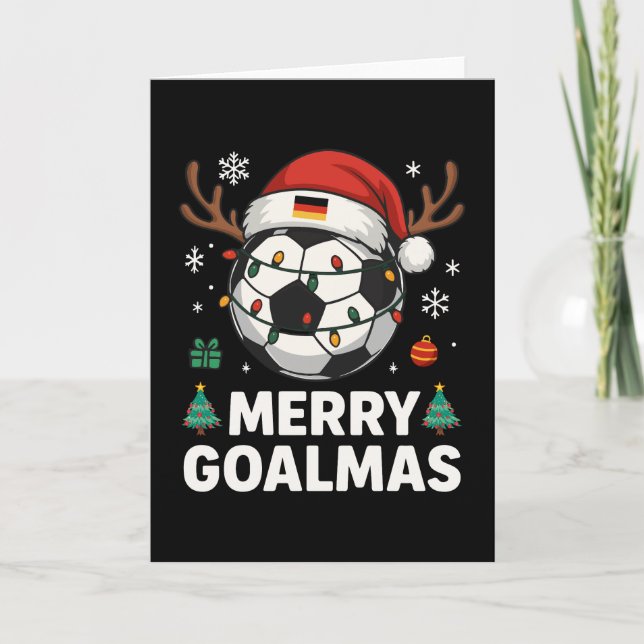 Merry Goalmas - Funny Soccer Christmas Kort (Framsida)