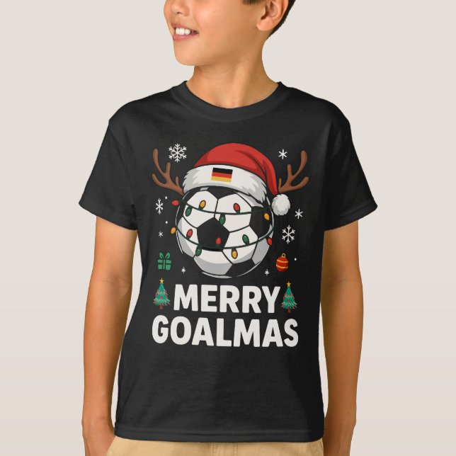 Merry Goalmas - Funny Soccer Christmas T Shirt (Framsida)