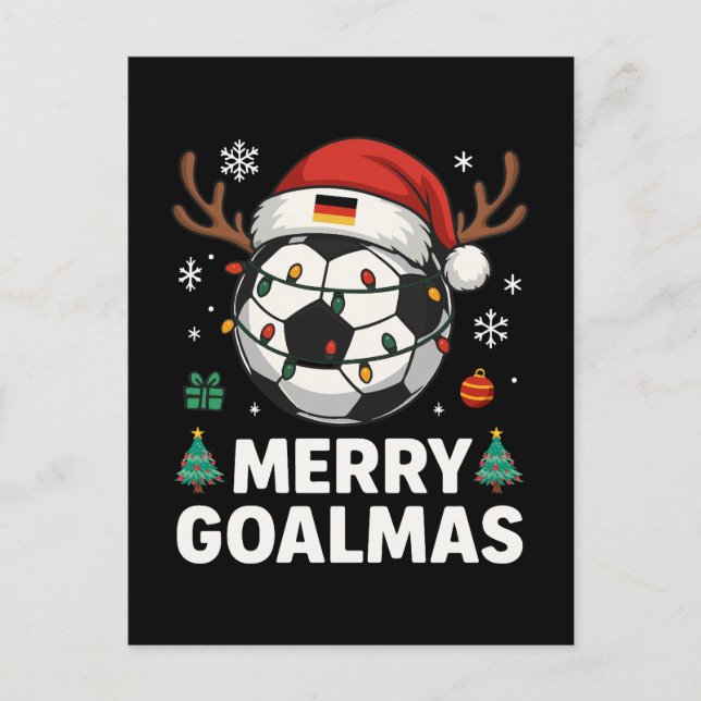 Merry Goalmas - Funny Soccer Christmas Vykort (Framsida)