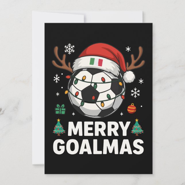 Merry Goalmas Italy - Funny Soccer Christmas Inbjudningar (Framsida)