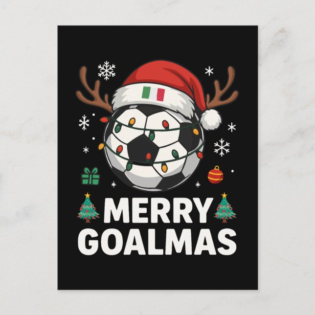 Merry Goalmas Italy - Funny Soccer Christmas Vykort (Framsida)