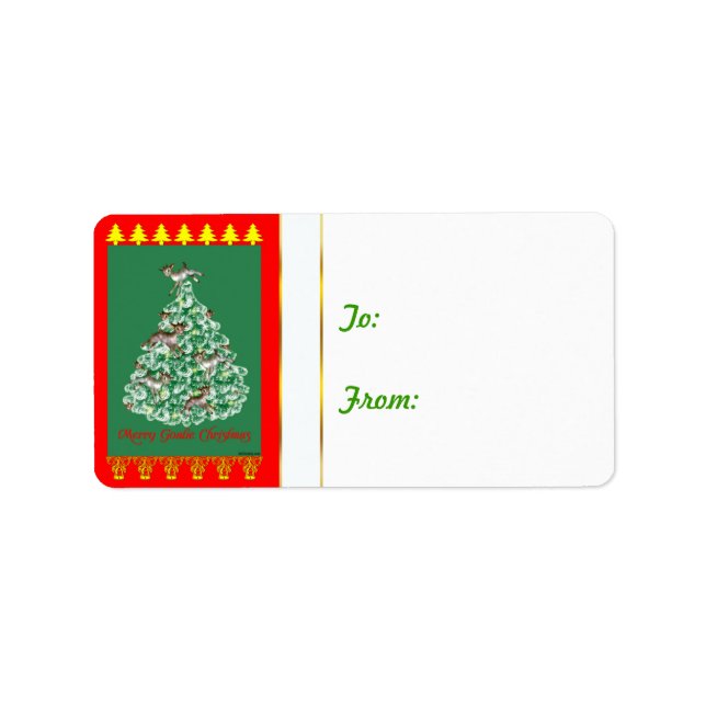 Merry Goatie jul Gift Märkre Sticker Adressetikett (Framsidan)