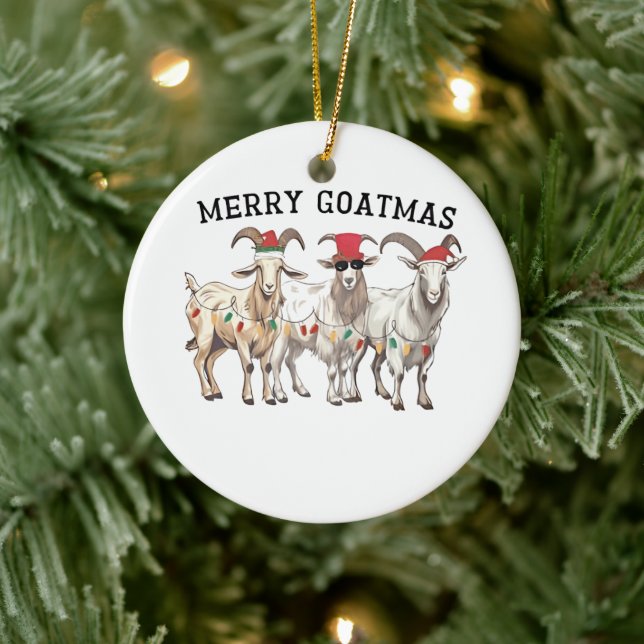 Merry Goatmas Animal Goat Älskare God jul Julgransprydnad Keramik (Träd)