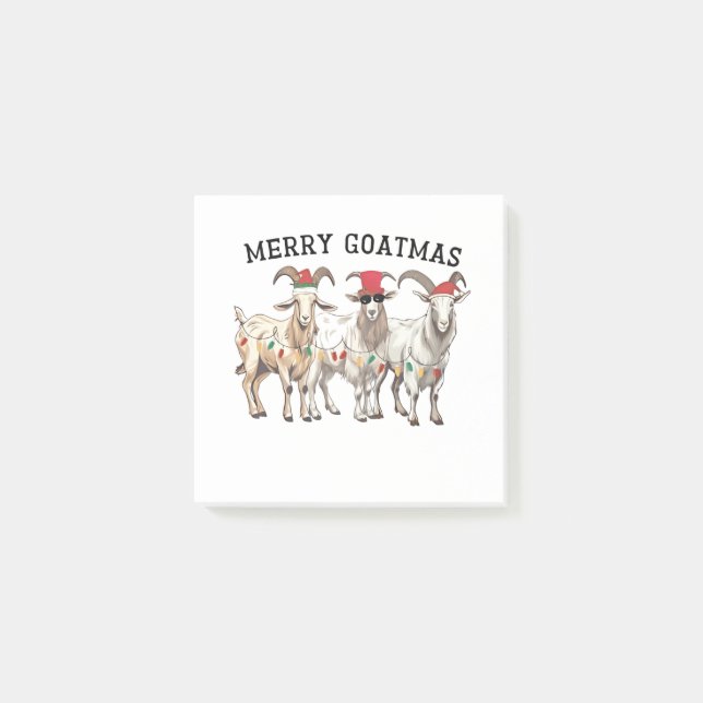 Merry Goatmas Animal Goat Älskare God jul Post-it Block (Framsida)