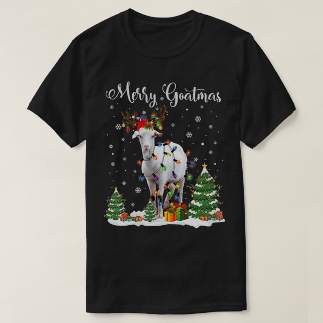 Merry Goatmas Goat Christmas Reindeer Santa Funny  T Shirt (Design framsida)