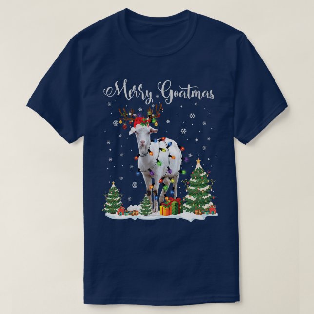 Merry Goatmas Goat Christmas Reindeer Santa  T Shirt (Design framsida)