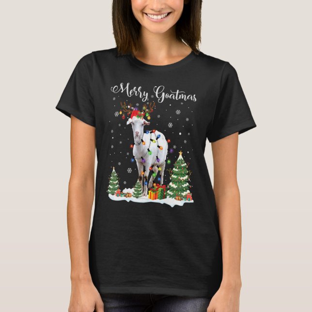 Merry Goatmas Goat jul Reindeer Santa Funny T Shirt (Framsida)