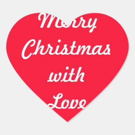 Merry God jul Designer Bright Red Julafton Hjärtformat Klistermärke