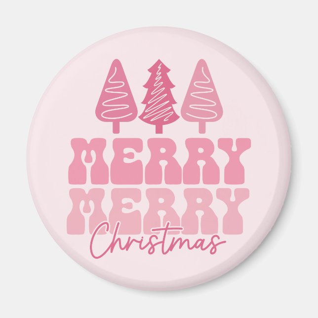 Merry God jul - Rosa Helgdag Design Magnet (Framsidan)