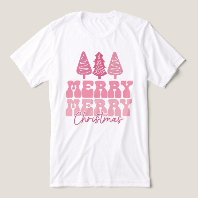 Merry God jul - Rosa Helgdag Design T Shirt (Design Framsida)