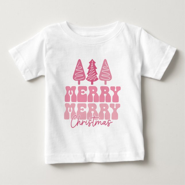 Merry God jul - Rosa Helgdag Design T Shirt (Framsida)