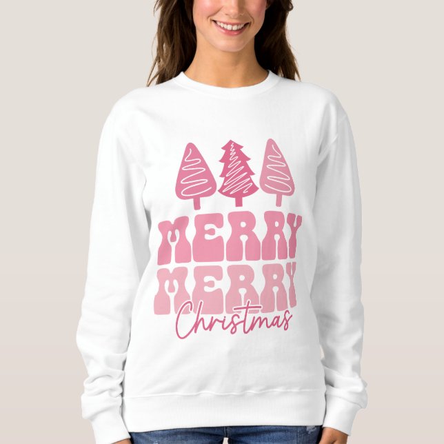 Merry God jul - Rosa Helgdag Design T Shirt (Framsida)