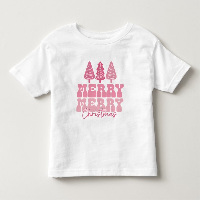 Merry God jul - Rosa Helgdag Design T Shirt (Framsida)