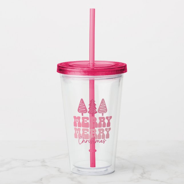 Merry God jul - Rosa Helgdag Design Take Away Mugg (Framsida)