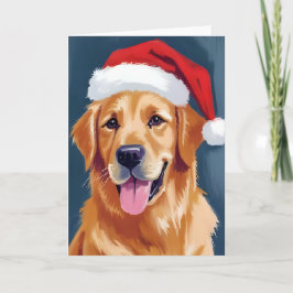 Merry Golden Retriever | Santa Hat Hund jul Kort