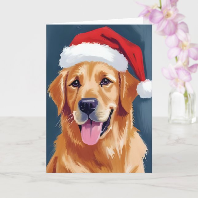 Merry Golden Retriever | Santa Hat Hund jul Kort (Orkide)