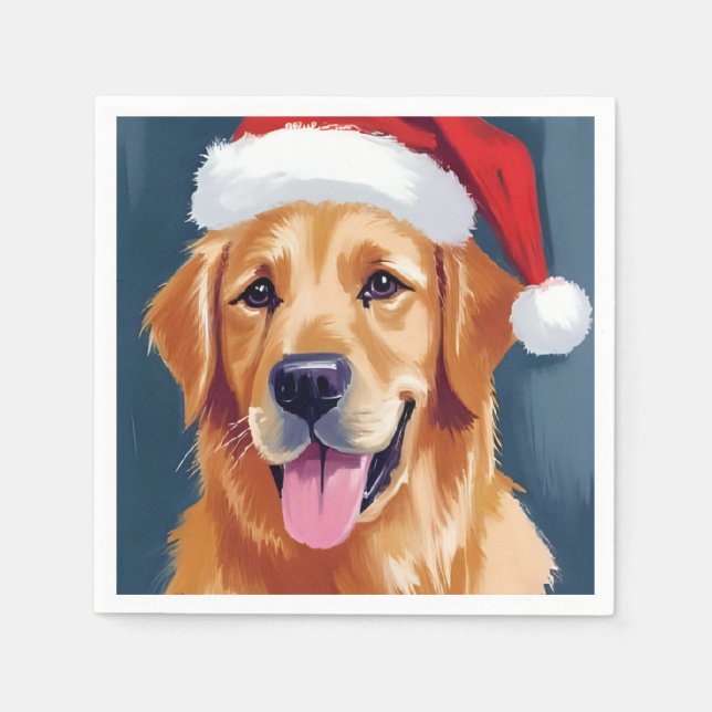 Merry Golden Retriever | Santa Hat Hund jul Pappersservett (Framsidan)