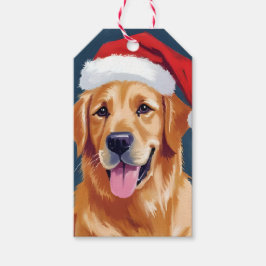 Merry Golden Retriever | Santa Hat Hund jul Presentetikett