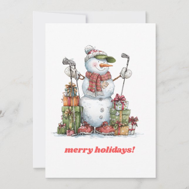 Merry Golfer Julhälsningar Card Julkort (Framsida)
