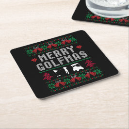 Merry Golfmas Golf Golfing Golfer Ugly jul Underlägg Papper Kvadrat