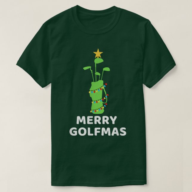 Merry Golfmas Golf Klubb Julgran Funny Golfi T Shirt (Design framsida)