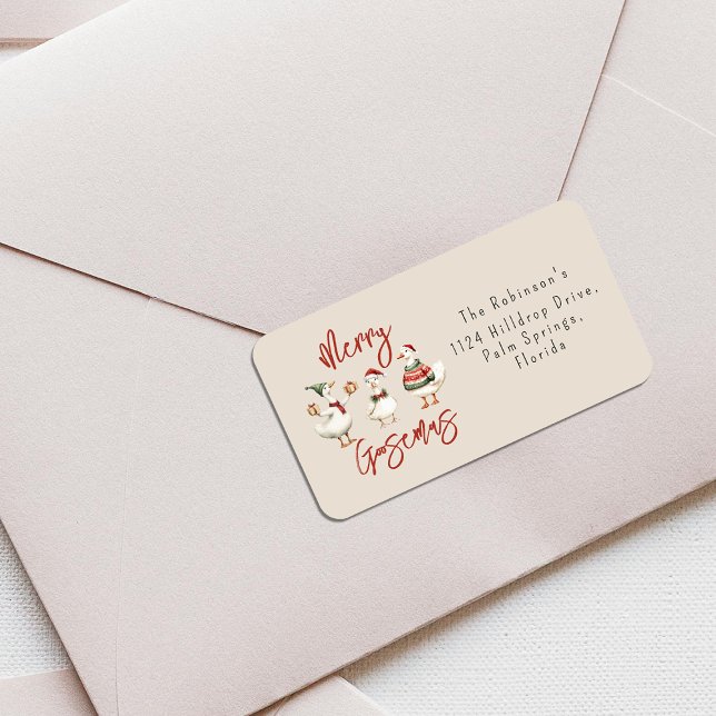 Merry Goosemas Christmas Holiday Adressetikett (Skapare uppladdad)