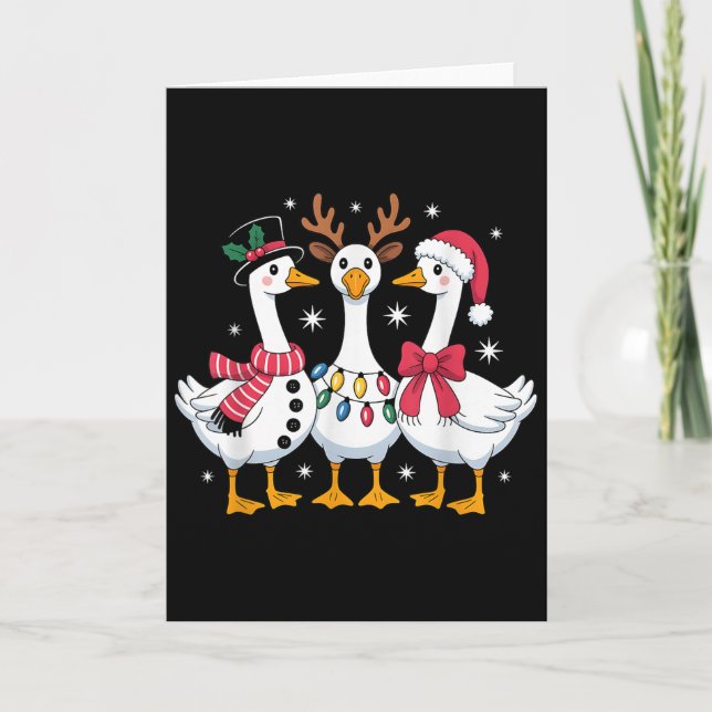 Merry Goosemas Christmas Silly Goose Xmas Lights M Kort (Framsida)