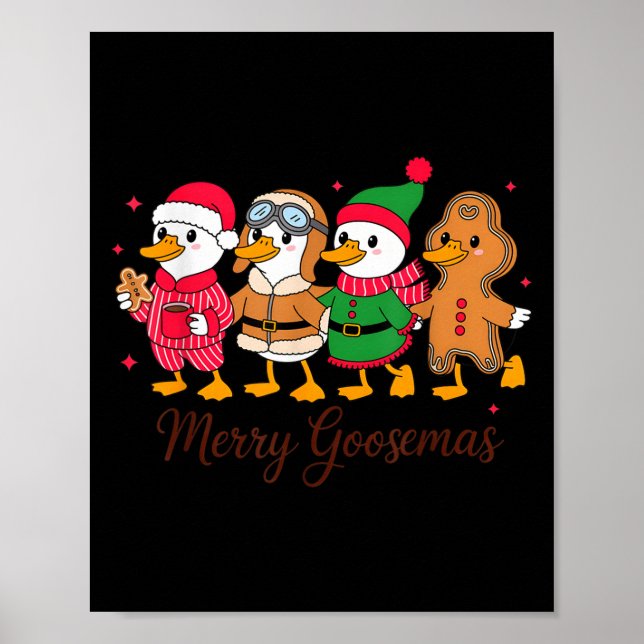 Merry Goosemas Cute Festive Goose Christmas  Poster (Framsidan)