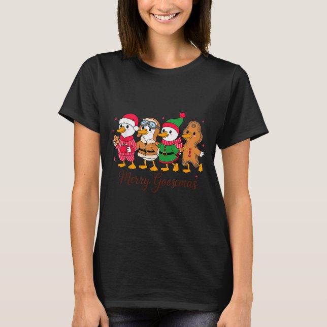 Merry Goosemas Cute Festive Goose Christmas  T Shirt (Framsida)
