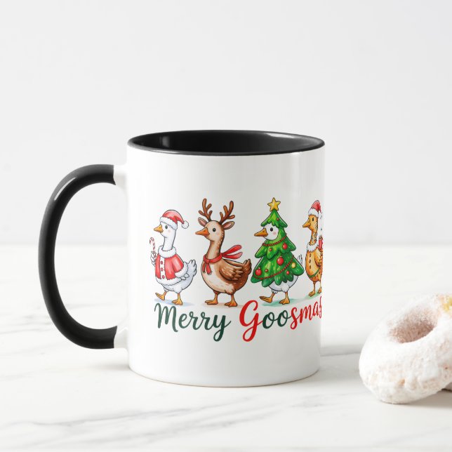 Merry Goosmas Christmas Funny Goose Tri-Blend Shir Mugg (Med munk)