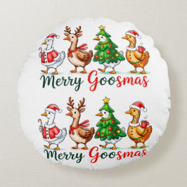 Merry Goosmas Christmas Funny Goose Tri-Blend Shir Rund Kudde