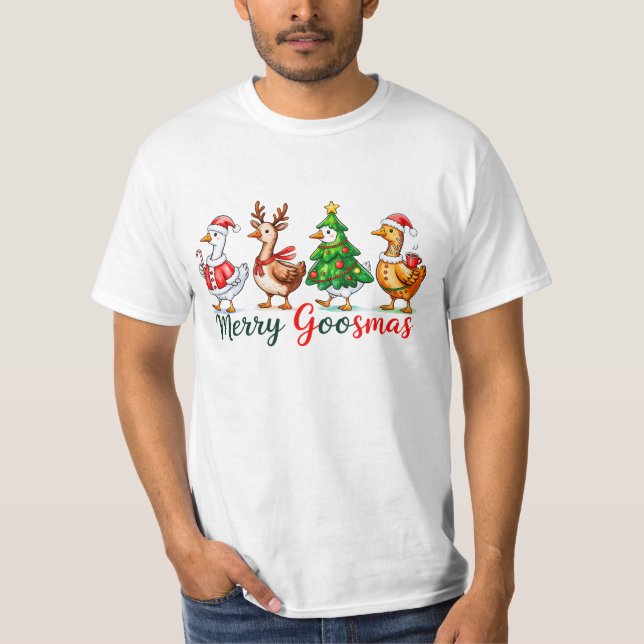 Merry Goosmas Christmas Funny Goose Tri-Blend Shir T Shirt (Framsida)