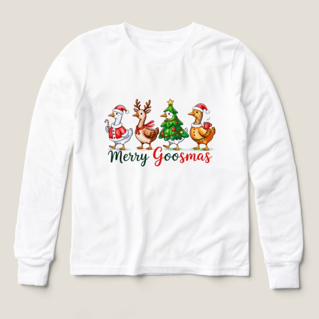 Merry Goosmas Christmas Funny Goose Tri-Blend Shir T Shirt (Design framsida)