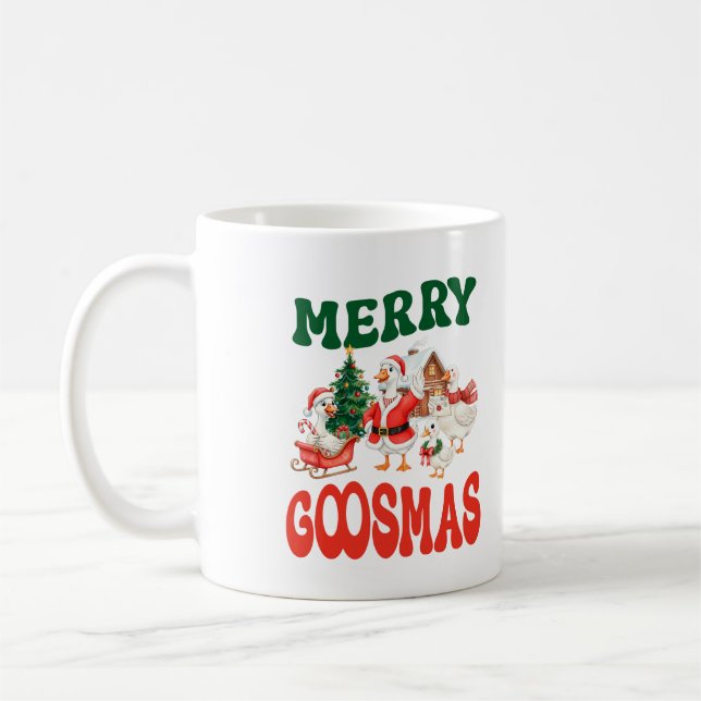 Merry Goosmas jul-gäss-familjen Santa Goose Kaffemugg (Vänster)