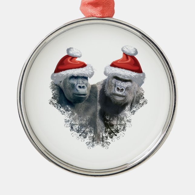 Merry Gorilla Christmas Julgransprydnad Metall (Framsidan)