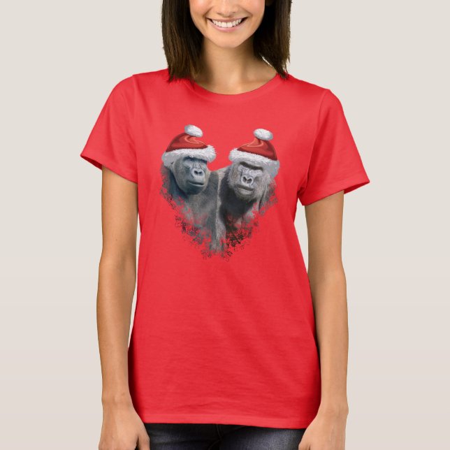Merry Gorilla Christmas T Shirt (Framsida)