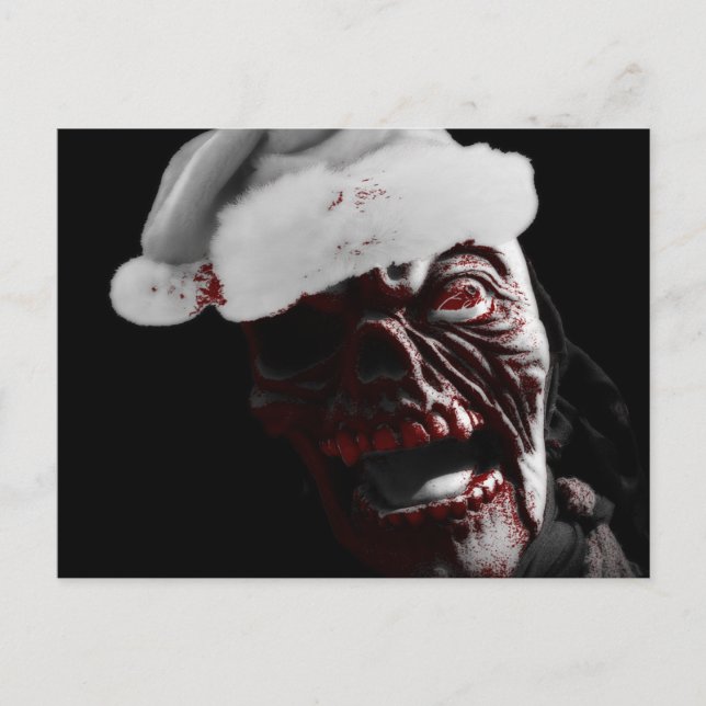 Merry Gory Halloween Zombie Santa Vykort (Framsida)