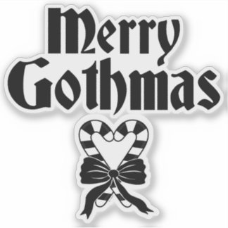 Merry Gothmas Black and White Candy Cane Heart Klistermärken