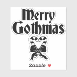 Merry Gothmas Black and White Candy Cane Heart Klistermärken